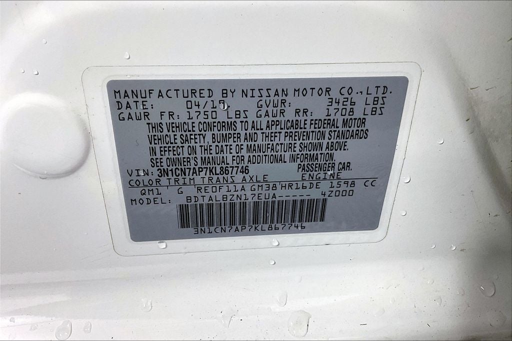 2019 Nissan Versa 1.6 SV