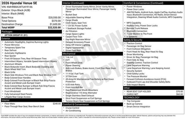 2026 Hyundai Venue SE